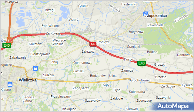 mapa Zakrzowiec, Zakrzowiec na mapie Targeo