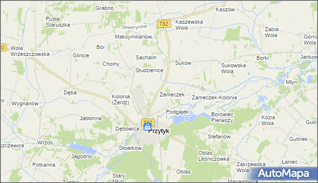 mapa Zameczek gmina Przytyk, Zameczek gmina Przytyk na mapie Targeo