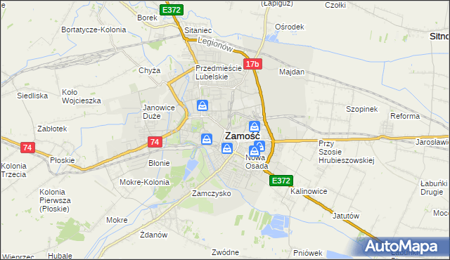 mapa Zamościa, Zamość na mapie Targeo