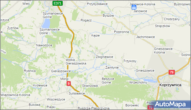 mapa Zbigniewice, Zbigniewice na mapie Targeo