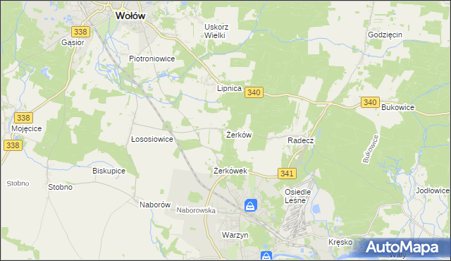 mapa Żerków gmina Brzeg Dolny, Żerków gmina Brzeg Dolny na mapie Targeo
