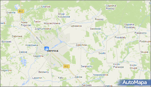 mapa Zglechów, Zglechów na mapie Targeo