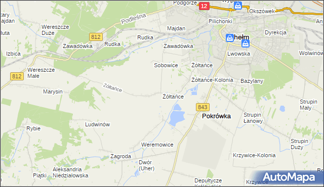 mapa Żółtańce, Żółtańce na mapie Targeo