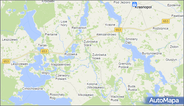 mapa Żubrówka Nowa, Żubrówka Nowa na mapie Targeo