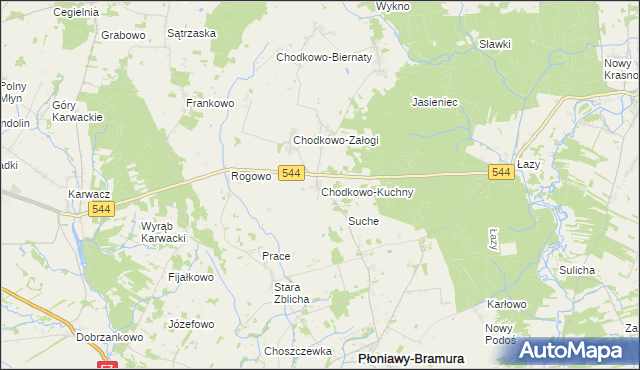 mapa Chodkowo-Kuchny, Chodkowo-Kuchny na mapie Targeo