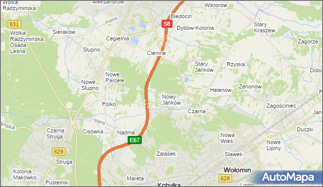 mapa Nowy Janków, Nowy Janków na mapie Targeo