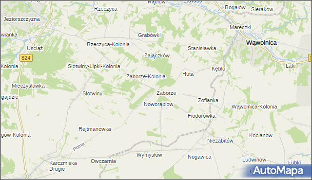 mapa Zaborze gmina Karczmiska, Zaborze gmina Karczmiska na mapie Targeo