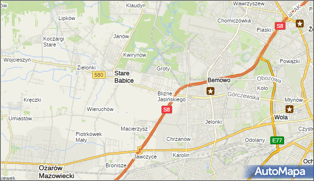 mapa Blizne Jasińskiego, Blizne Jasińskiego na mapie Targeo