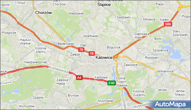 mapa Katowic, Katowice na mapie Targeo