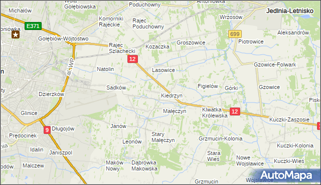 mapa Kiedrzyn gmina Gózd, Kiedrzyn gmina Gózd na mapie Targeo