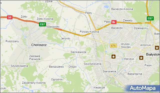 mapa Porosły, Porosły na mapie Targeo