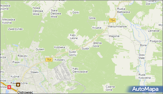 mapa Sudół gmina Bodzechów, Sudół gmina Bodzechów na mapie Targeo