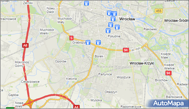 mapa Borek gmina Wrocław, Borek gmina Wrocław na mapie Targeo