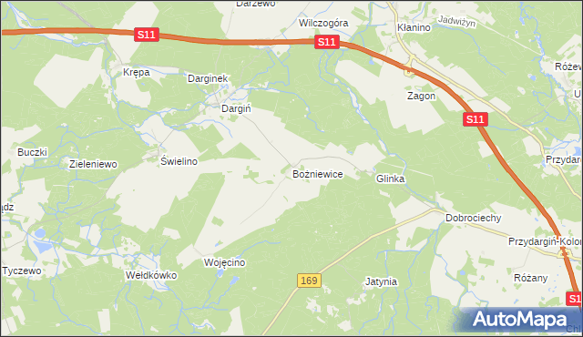 mapa Bożniewice gmina Bobolice, Bożniewice gmina Bobolice na mapie Targeo