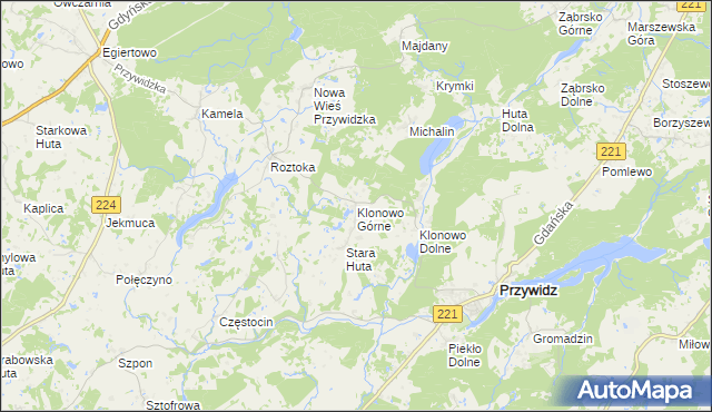 mapa Klonowo Górne, Klonowo Górne na mapie Targeo