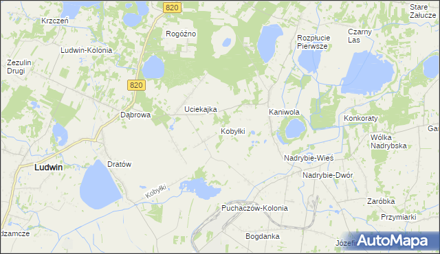 mapa Kobyłki gmina Ludwin, Kobyłki gmina Ludwin na mapie Targeo