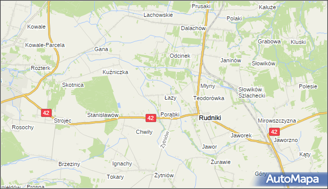 mapa Łazy gmina Rudniki, Łazy gmina Rudniki na mapie Targeo