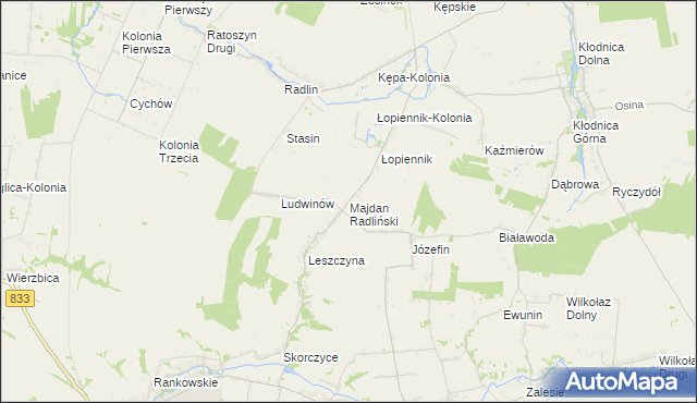 mapa Majdan Radliński, Majdan Radliński na mapie Targeo
