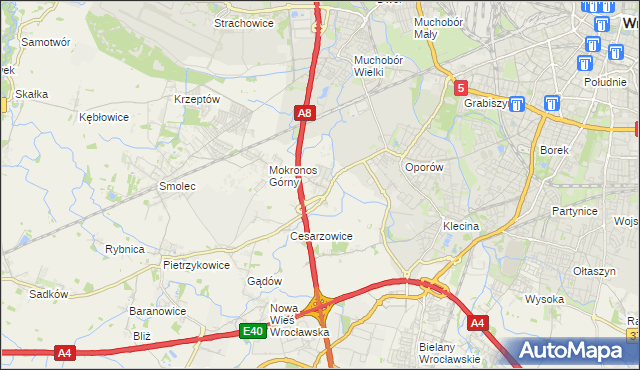 mapa Mokronos Dolny, Mokronos Dolny na mapie Targeo