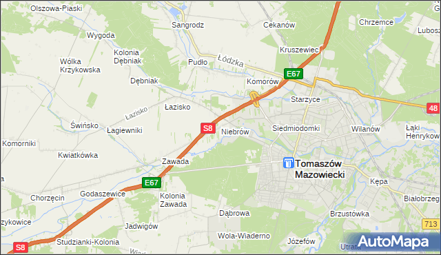 mapa Niebrów, Niebrów na mapie Targeo