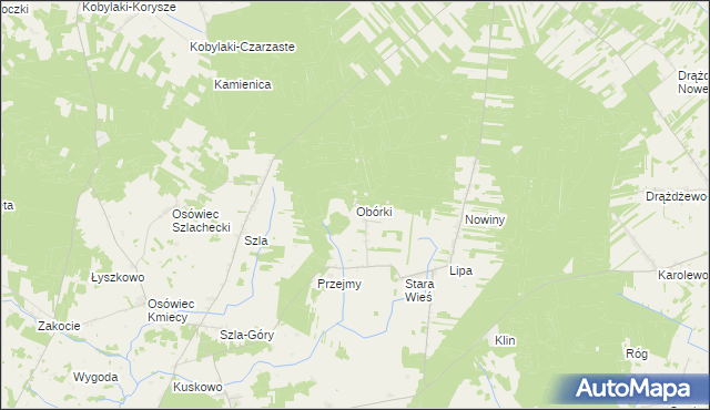 mapa Obórki gmina Jednorożec, Obórki gmina Jednorożec na mapie Targeo