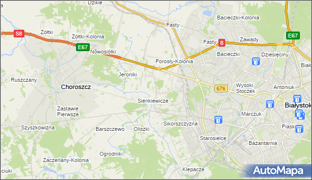 mapa Porosły, Porosły na mapie Targeo