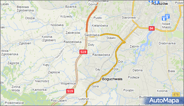 mapa Racławówka, Racławówka na mapie Targeo