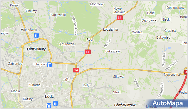 mapa Różki gmina Łódź, Różki gmina Łódź na mapie Targeo