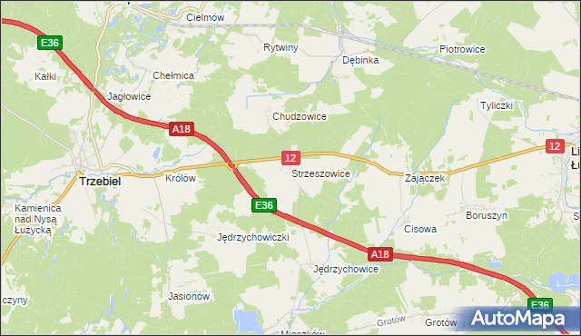 mapa Strzeszowice, Strzeszowice na mapie Targeo