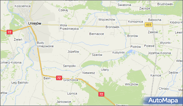 mapa Szarów gmina Poddębice, Szarów gmina Poddębice na mapie Targeo