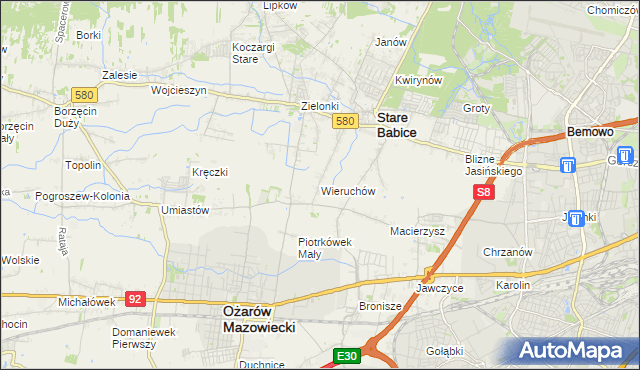 mapa Wieruchów, Wieruchów na mapie Targeo