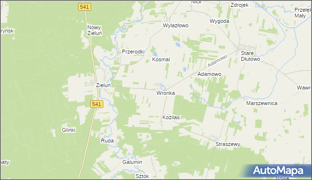 mapa Wronka gmina Lubowidz, Wronka gmina Lubowidz na mapie Targeo