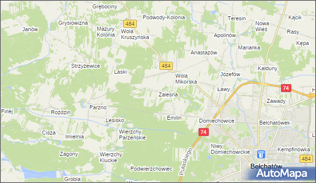 mapa Zalesna, Zalesna na mapie Targeo