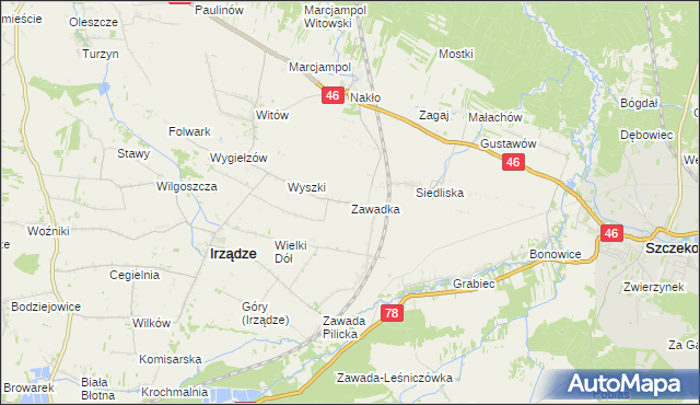 mapa Zawadka gmina Irządze, Zawadka gmina Irządze na mapie Targeo