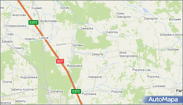 mapa Żelazna gmina Pilawa, Żelazna gmina Pilawa na mapie Targeo