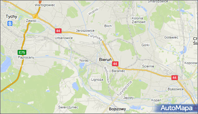 mapa Bieruń, Bieruń na mapie Targeo