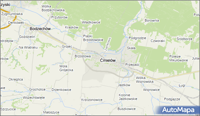 mapa Ćmielów, Ćmielów na mapie Targeo