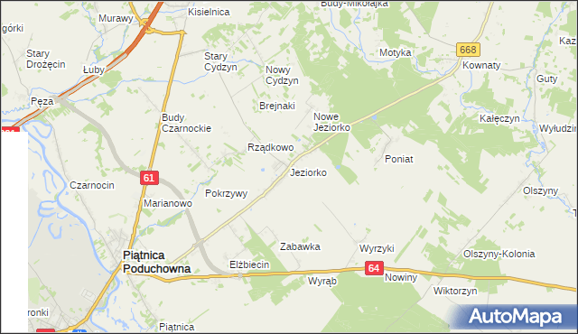 mapa Jeziorko gmina Piątnica, Jeziorko gmina Piątnica na mapie Targeo