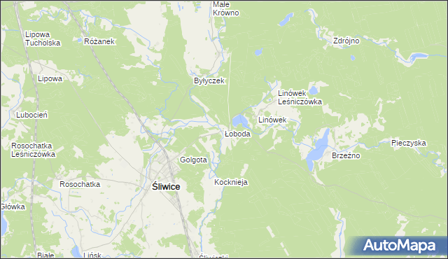 mapa Łoboda gmina Śliwice, Łoboda gmina Śliwice na mapie Targeo