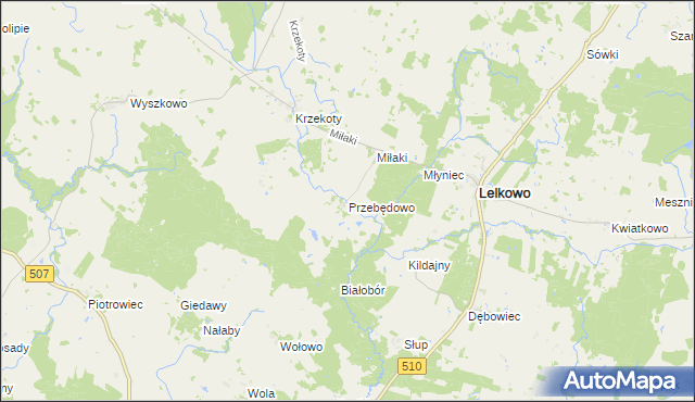 mapa Przebędowo gmina Lelkowo, Przebędowo gmina Lelkowo na mapie Targeo