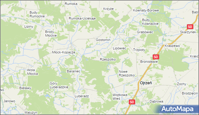 mapa Rzeszotko, Rzeszotko na mapie Targeo