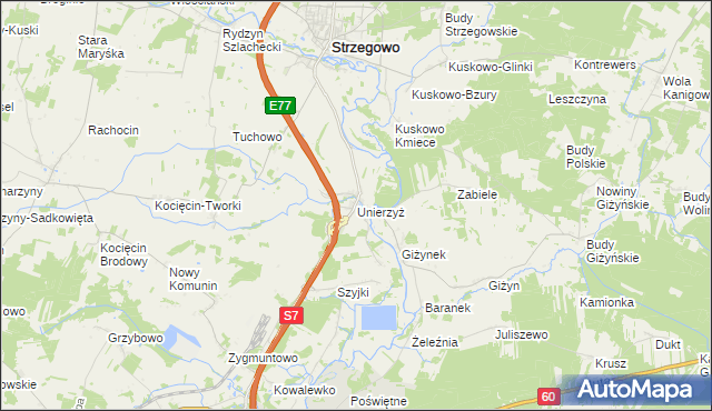 mapa Unierzyż, Unierzyż na mapie Targeo