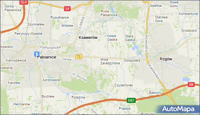 mapa Wola Zaradzyńska, Wola Zaradzyńska na mapie Targeo