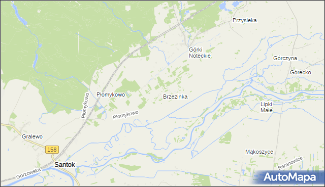 mapa Brzezinka gmina Zwierzyn, Brzezinka gmina Zwierzyn na mapie Targeo