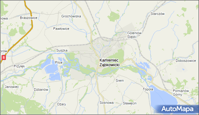 mapa Kamieniec Ząbkowicki, Kamieniec Ząbkowicki na mapie Targeo