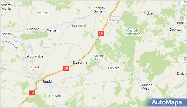 mapa Kolonia Boćki, Kolonia Boćki na mapie Targeo