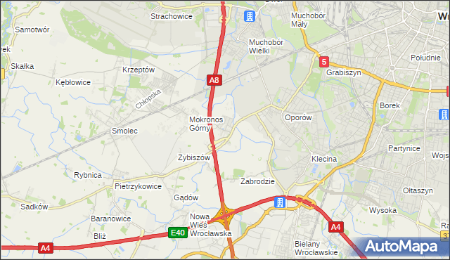 mapa Mokronos Dolny, Mokronos Dolny na mapie Targeo