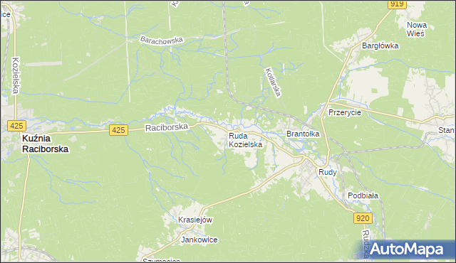 mapa Ruda Kozielska, Ruda Kozielska na mapie Targeo