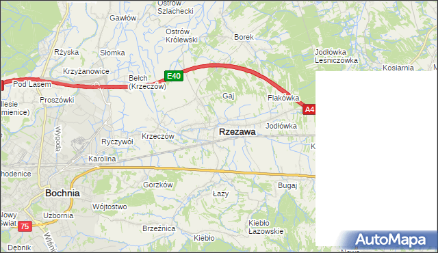 mapa Rzezawa, Rzezawa na mapie Targeo