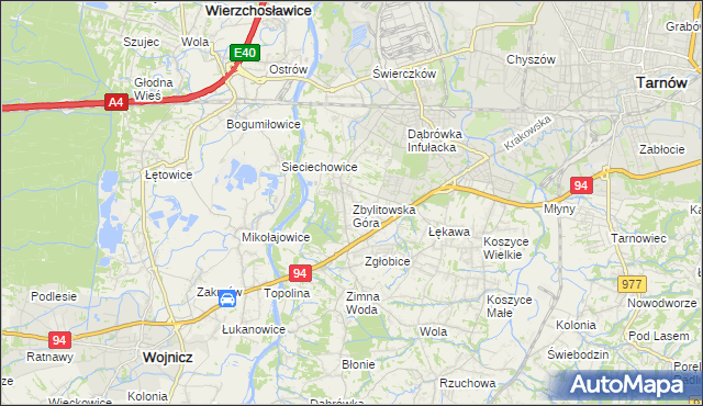 mapa Zbylitowska Góra, Zbylitowska Góra na mapie Targeo